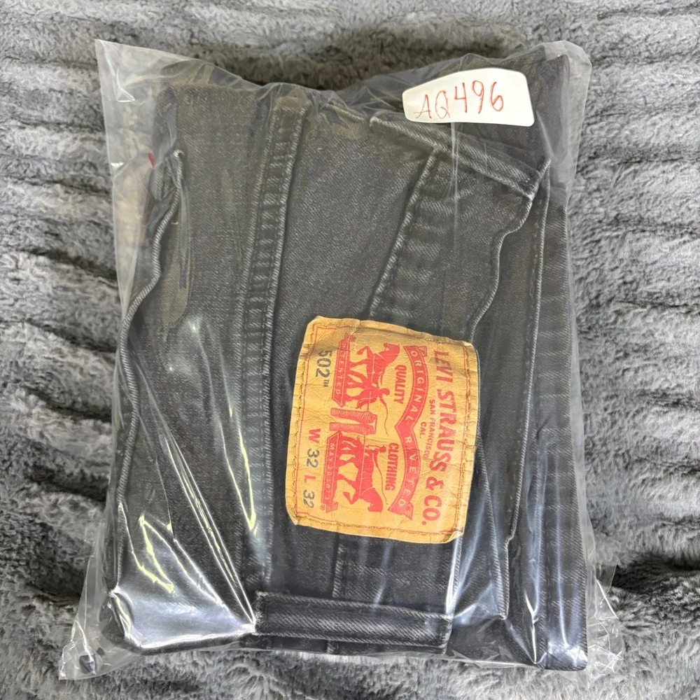 Levis 502 Regular Taper Jeans Mens 32x30 Faded Black Charcoal Denim AQ496